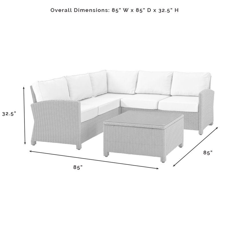 Afuera Living 4-PC Wicker / Rattan & Fabric Outdoor Sectional Set in Gray/Brown