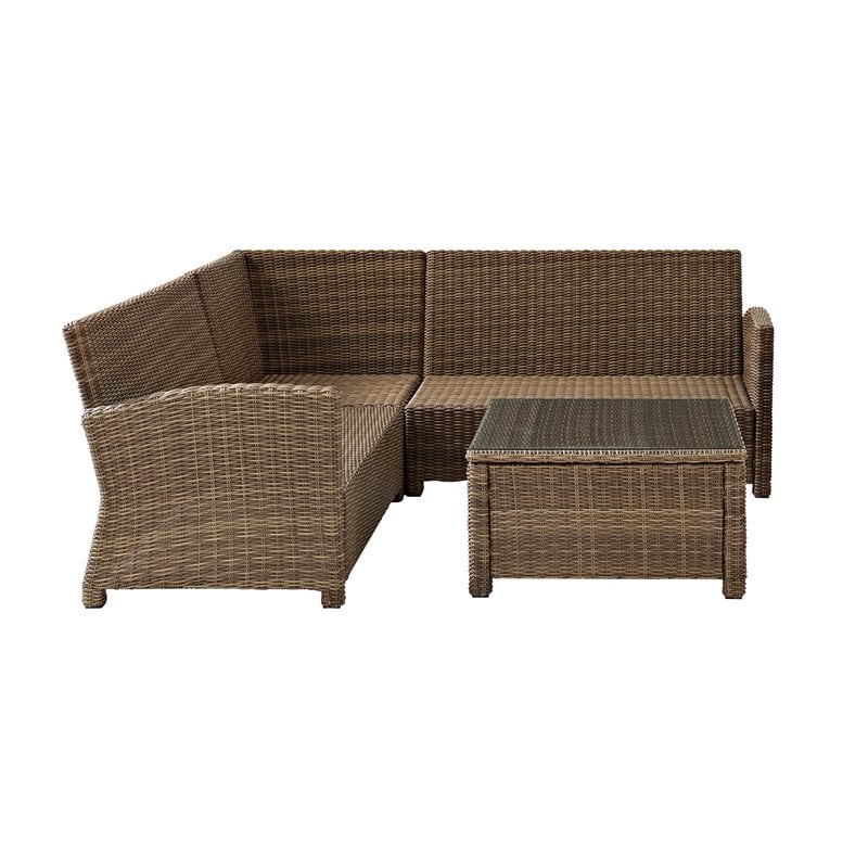 Afuera Living 4-PC Wicker / Rattan & Fabric Outdoor Sectional Set in Gray/Brown