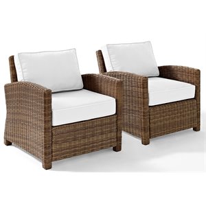 afuera living wicker outdoor armchairs in brown/white (set of 2)
