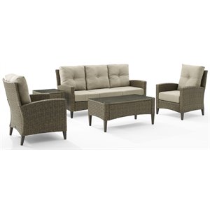 afuera living 5-piece wicker outdoor high back sofa set in brown