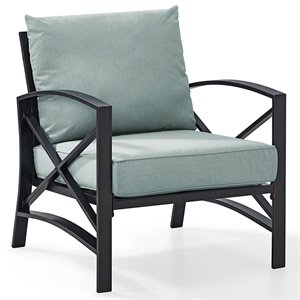 afuera living metal patio arm chair in oil bronze and mist finish