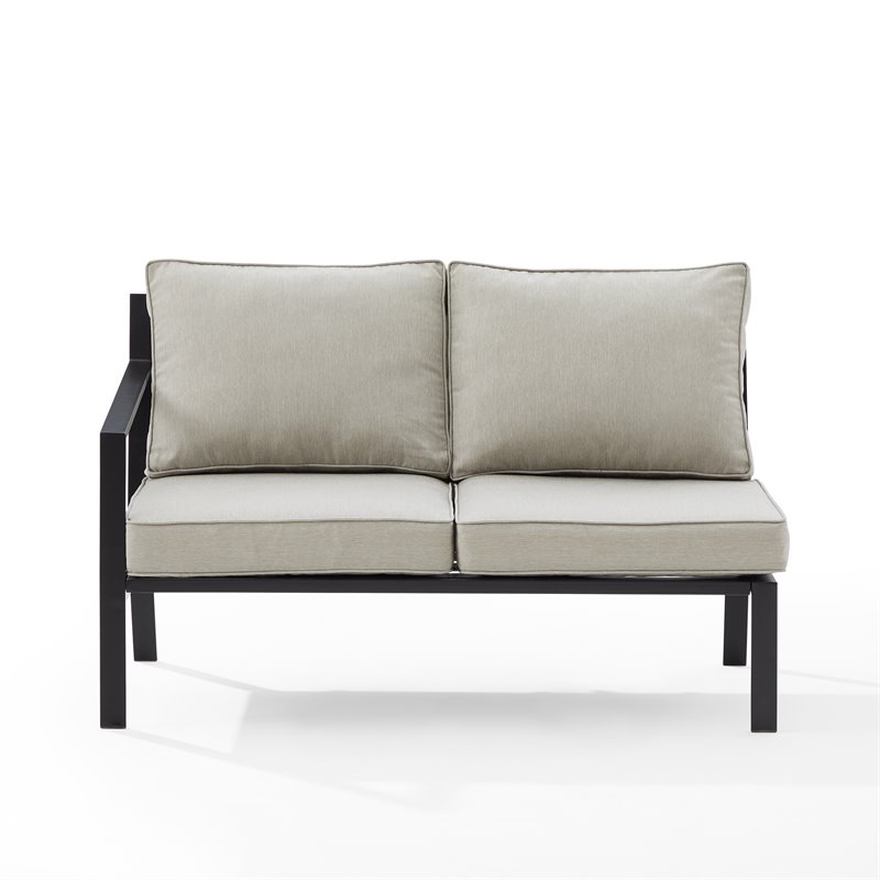 Afuera Living Fabric Outdoor Sectional Left Side Loveseat in Taupe/Matte Black