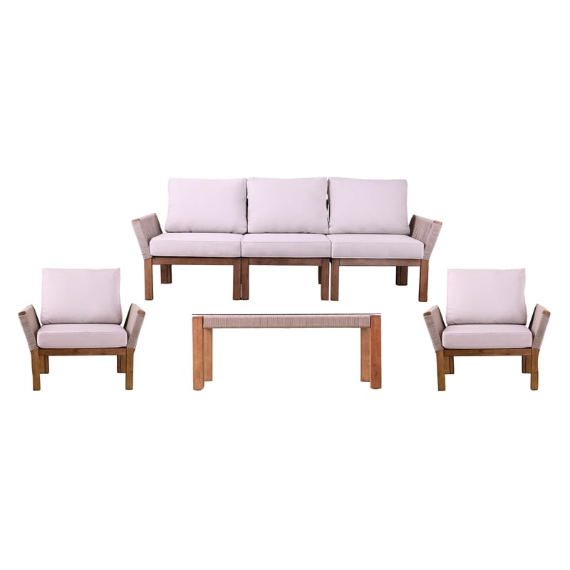 Afuera Living 4-piece Wicker Outdoor Conversation Set in Natural
