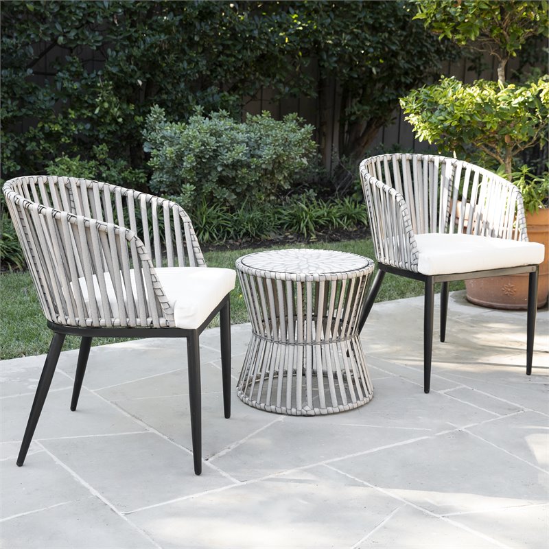 Afuera Living 3-piece Wicker Outdoor Bistro Set in Gray Finish