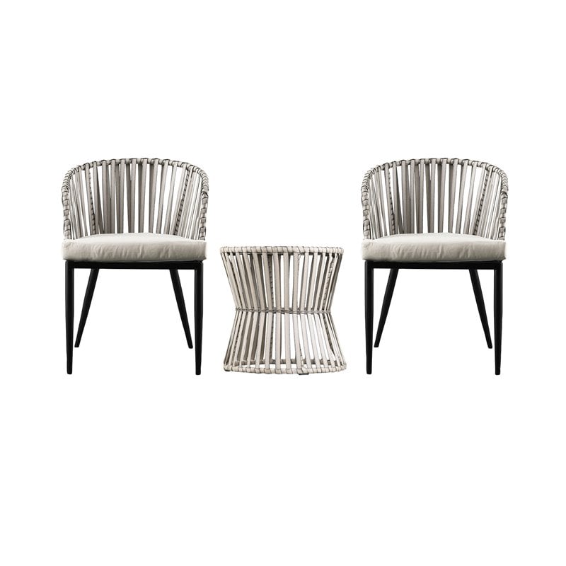 Afuera Living 3-piece Wicker Outdoor Bistro Set in Gray Finish