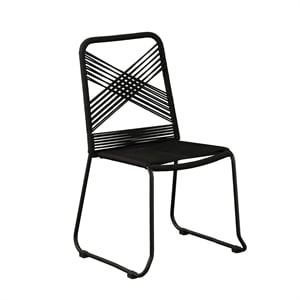 Afuera Living Metal Outdoor Rope Chairs in Black Finish (Set of 2)