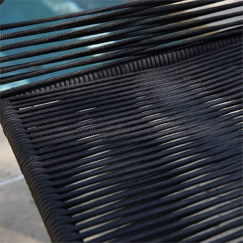 Afuera Living Metal Outdoor Rope Chairs in Black Finish (Set of 2)