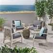 Afuera Living Outdoor Acacia Wood Club Chair in Gray (Set of 4)
