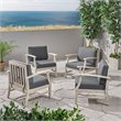 Afuera Living Outdoor Acacia Wood Club Chair in Gray (Set of 4)