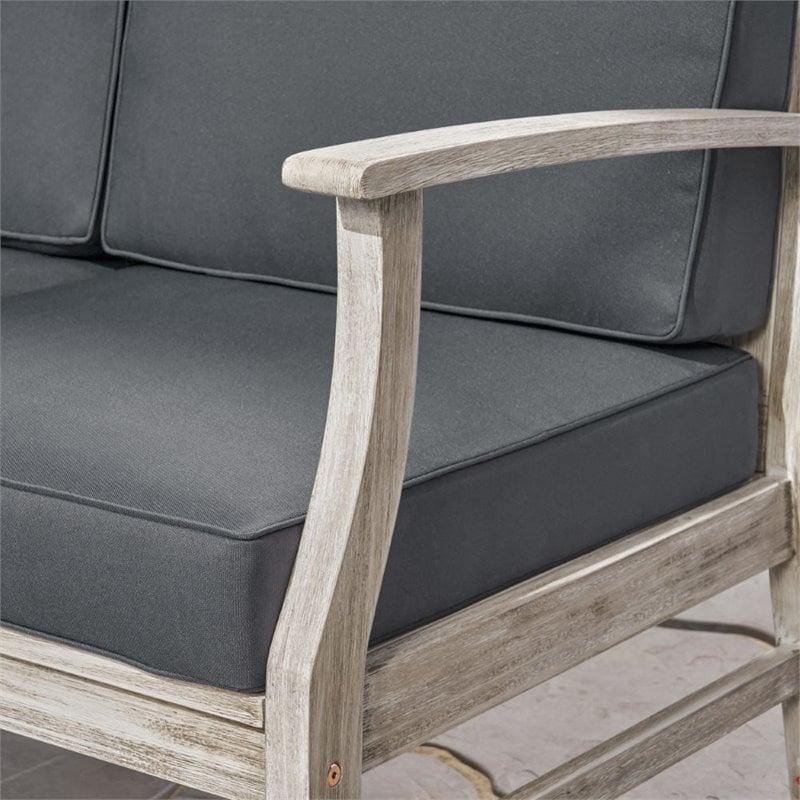 Afuera Living Outdoor Acacia Wood Club Chair in Gray (Set of 4)