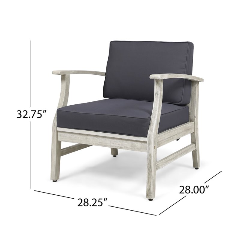 Afuera Living Outdoor Acacia Wood Club Chair in Gray (Set of 4)