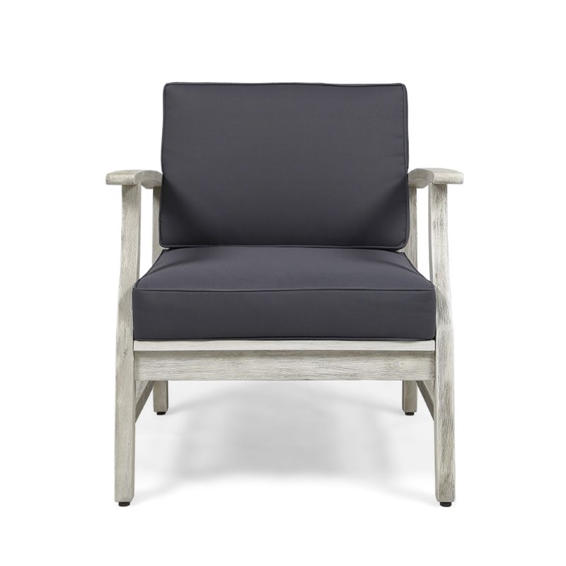 Afuera Living Outdoor Acacia Wood Club Chair in Gray (Set of 4)