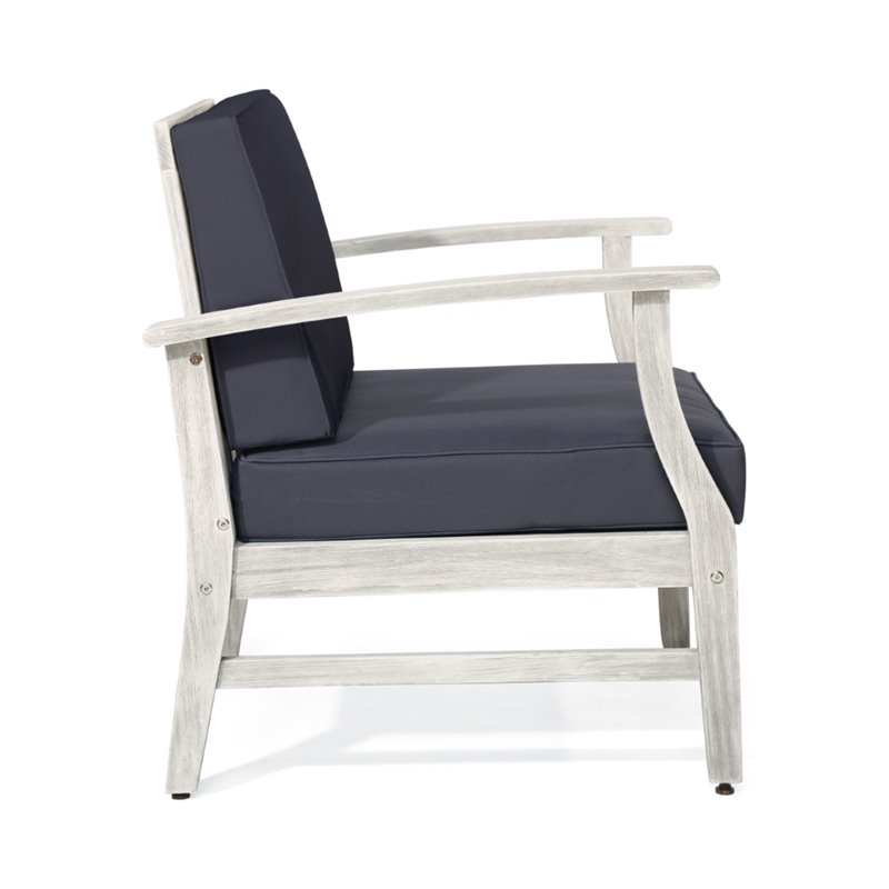 Afuera Living Outdoor Acacia Wood Club Chair in Gray (Set of 4)