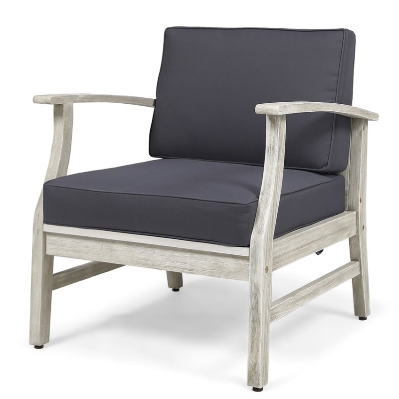 Afuera Living Outdoor Acacia Wood Club Chair in Gray (Set of 4)