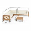 Afuera Living Outdoor 7 Seater Acacia Wood Sectional Sofa Set Teak and Beige