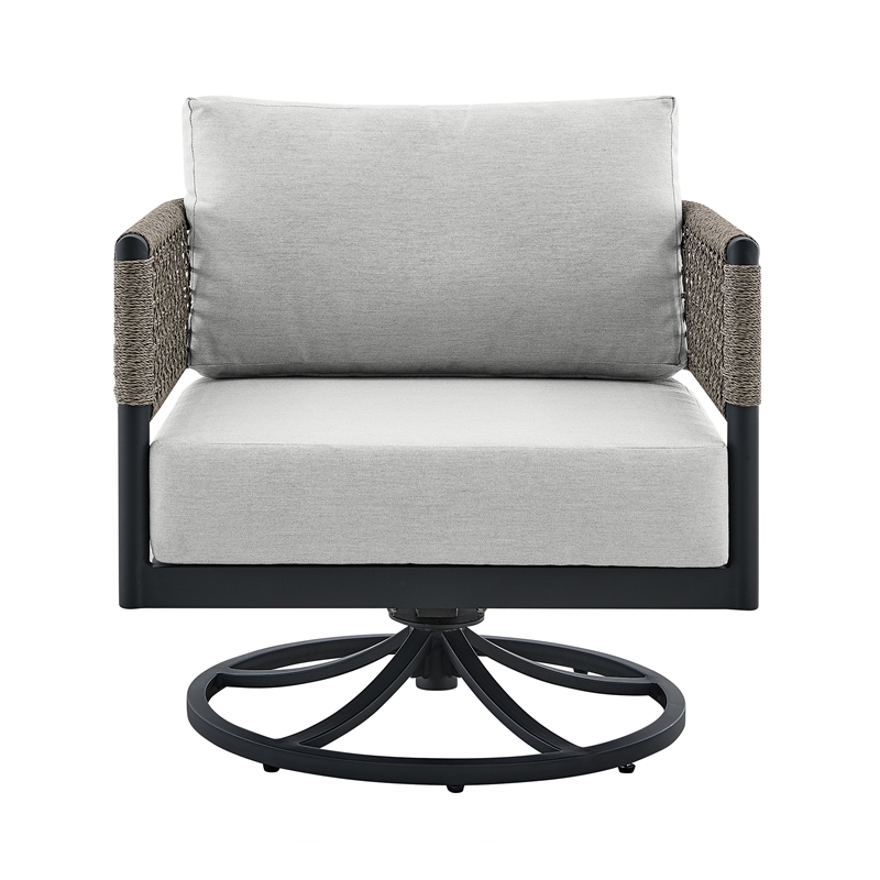 Afuera Living Modern Aluminum Outdoor Swivel Rocking Chair in Black