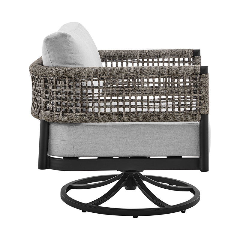 Afuera Living Modern Aluminum Outdoor Swivel Rocking Chair in Black