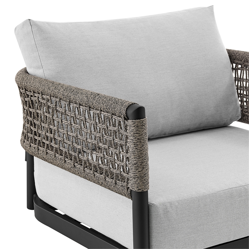 Afuera Living Modern Aluminum Outdoor Swivel Rocking Chair in Black