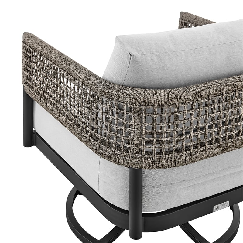 Afuera Living Modern Aluminum Outdoor Swivel Rocking Chair in Black