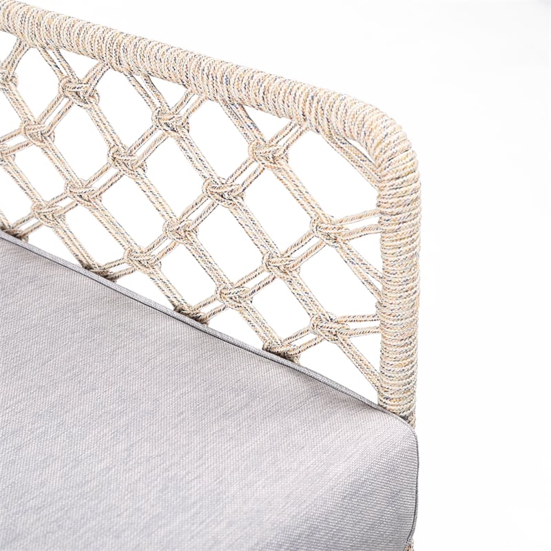 Afuera Living Modern Fabric/Rope/Metal Outdoor Lounge Chair in Natural