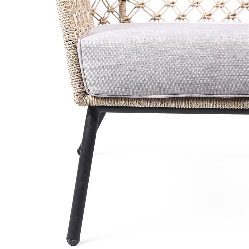 Afuera Living Modern Fabric/Rope/Metal Outdoor Lounge Chair in Natural