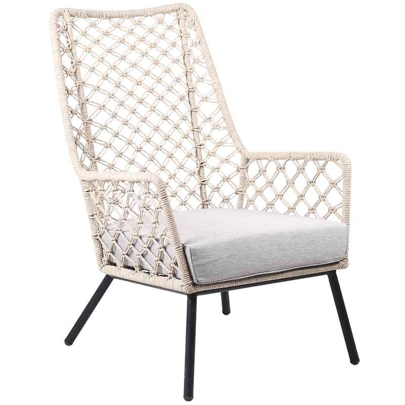 Afuera Living Modern Fabric/Rope/Metal Outdoor Lounge Chair in Natural