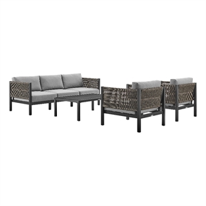 afuera living 4-piece modern fabric outdoor patio furniture set in gray