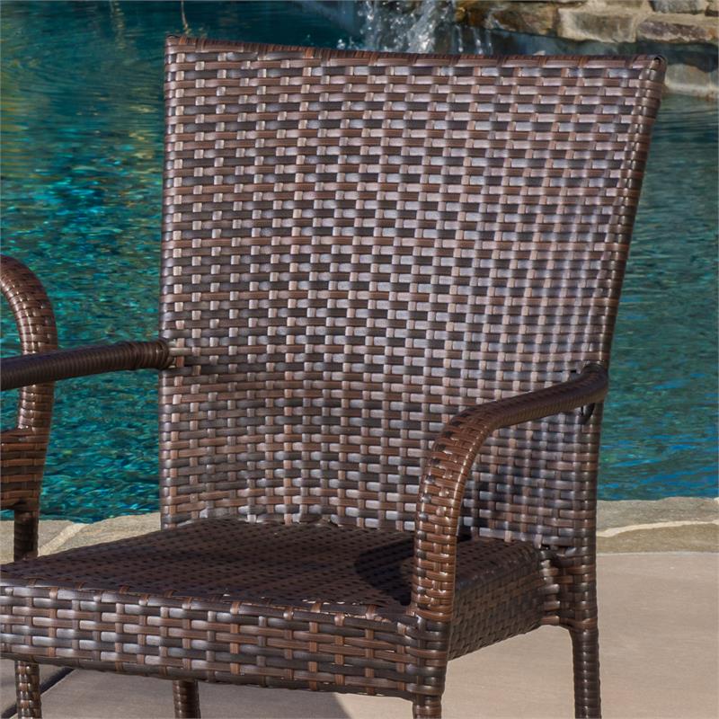 Afuera Living Modern / Contemporary Outdoor Brown 3 Pc Stacking Chair Chat Set
