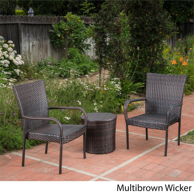 Afuera Living Modern / Contemporary Outdoor Brown 3 Pc Stacking Chair Chat Set