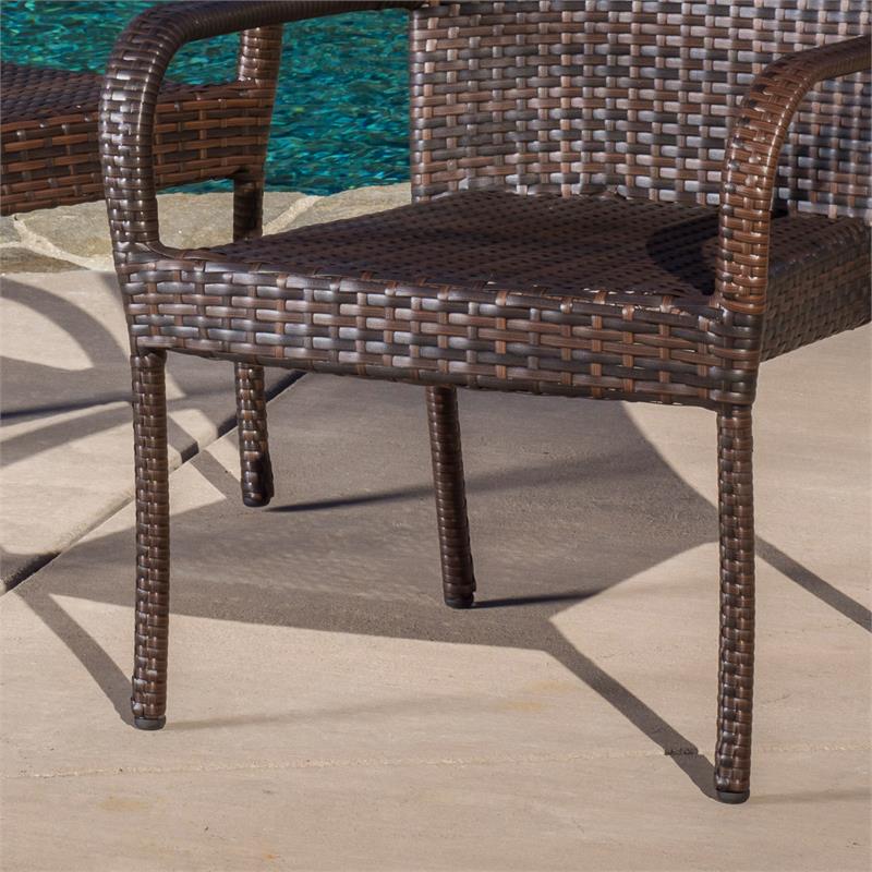 Afuera Living Modern / Contemporary Outdoor Brown 3 Pc Stacking Chair Chat Set