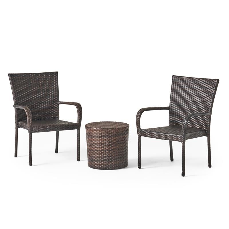 Afuera Living Modern / Contemporary Outdoor Brown 3 Pc Stacking Chair Chat Set