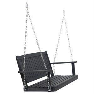 afuera living modern / contemporary outdoor aacia wood porch swing in dark gray