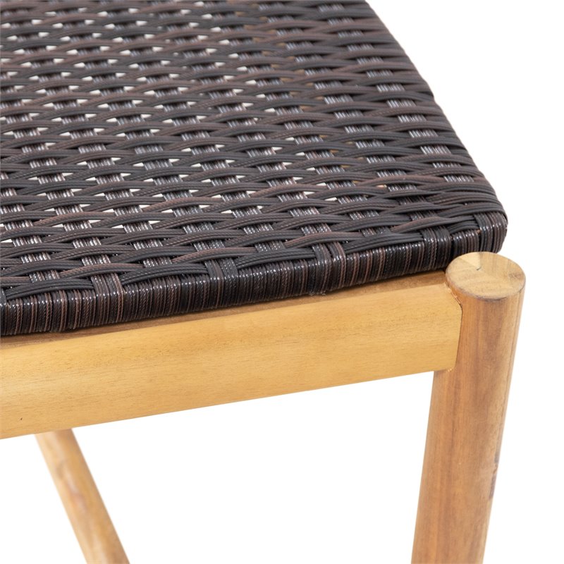 Afuera Living Modern / Contemporary Outdoor 3 Seater Wicker Bench Teak and Brown