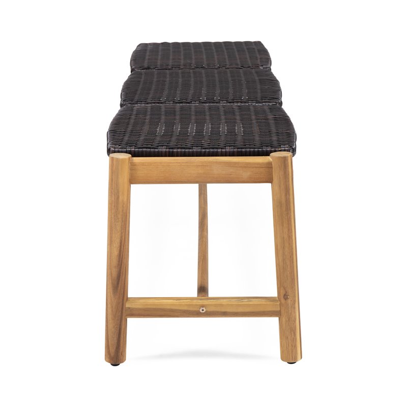 Afuera Living Modern / Contemporary Outdoor 3 Seater Wicker Bench Teak and Brown