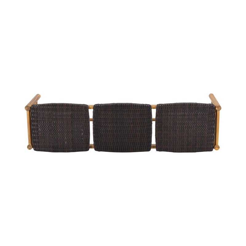 Afuera Living Modern / Contemporary Outdoor 3 Seater Wicker Bench Teak and Brown