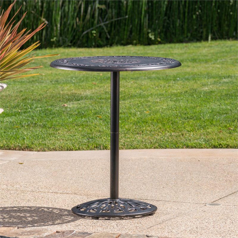 Afuera Living Modern / Contemporary Outdoor Shiny Copper Cast Aluminum Bar Table