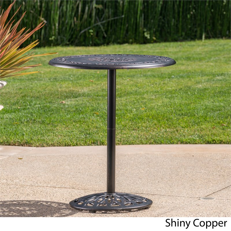 Afuera Living Modern / Contemporary Outdoor Shiny Copper Cast Aluminum Bar Table