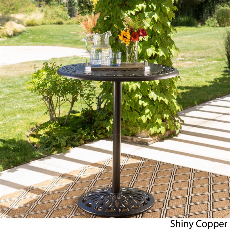 Afuera Living Modern / Contemporary Outdoor Shiny Copper Cast Aluminum Bar Table