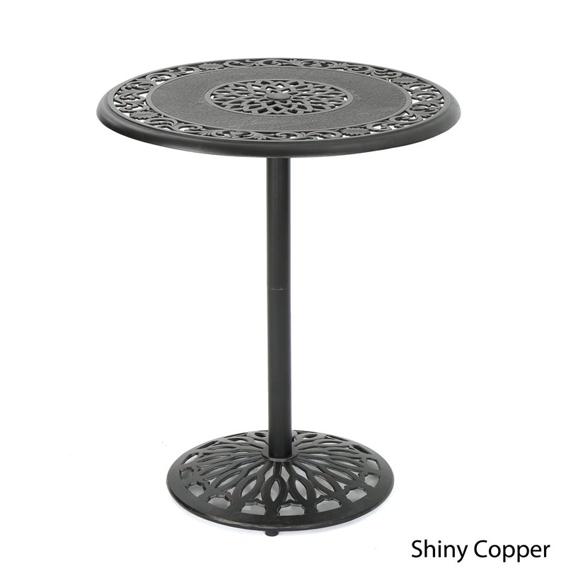 Afuera Living Modern / Contemporary Outdoor Shiny Copper Cast Aluminum Bar Table