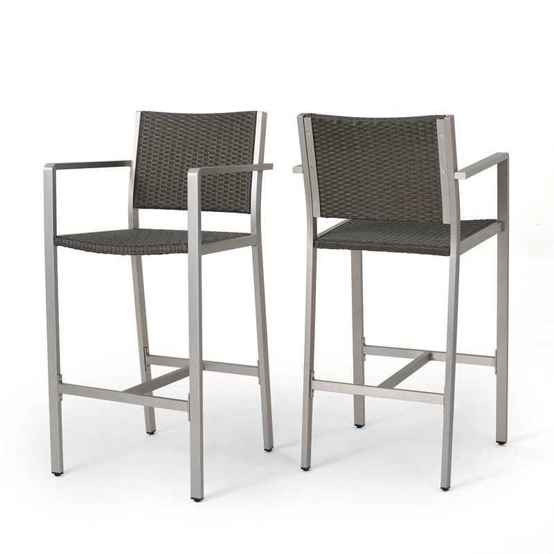 Afuera Living Modern / Contemporary Outdoor 3 Piece Grey Wicker Bar Set