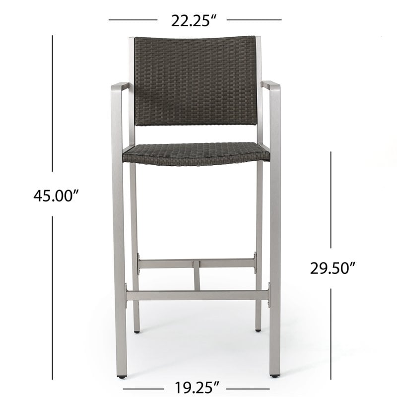 Afuera Living Modern / Contemporary Outdoor 3 Piece Grey Wicker Bar Set