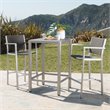 Afuera Living Modern / Contemporary Outdoor 3 Piece Grey Wicker Bar Set