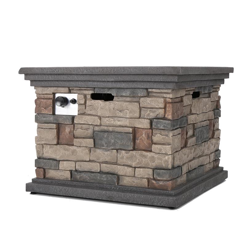 Afuera Living Outdoor 4 Pc Mixed Black Club Chair Set w/ Firepit