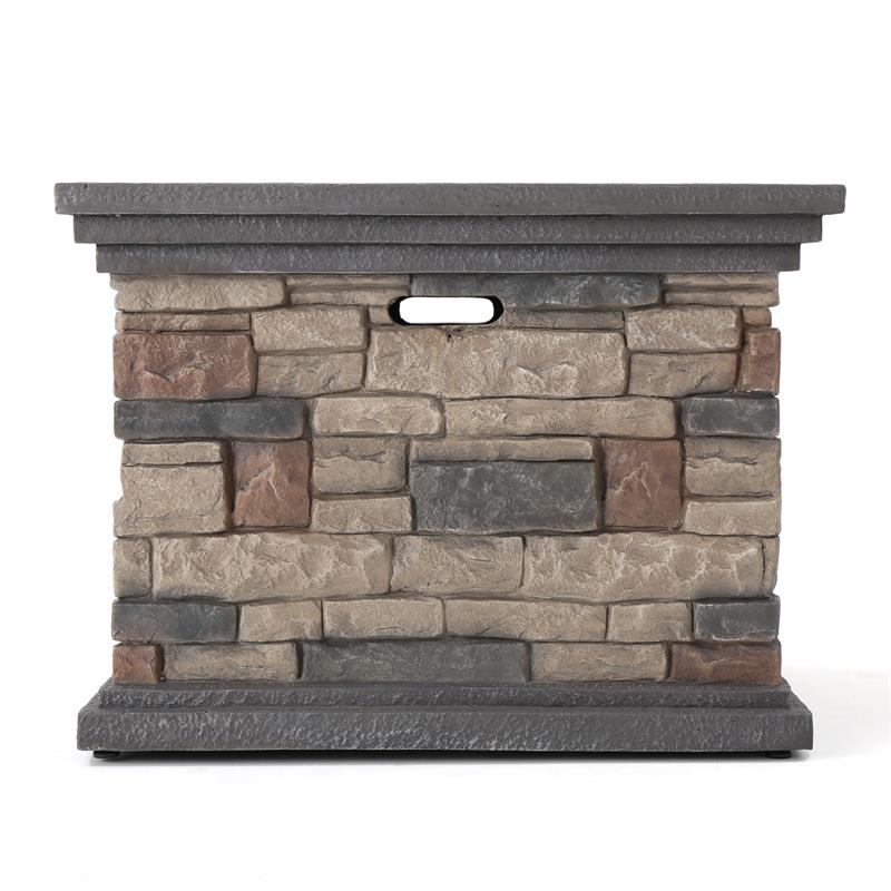 Afuera Living Outdoor 4 Pc Mixed Black Club Chair Set w/ Firepit