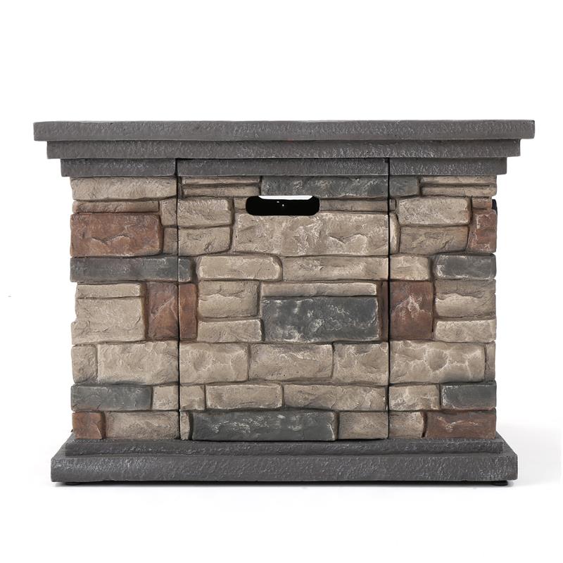 Afuera Living Outdoor 4 Pc Mixed Black Club Chair Set w/ Firepit