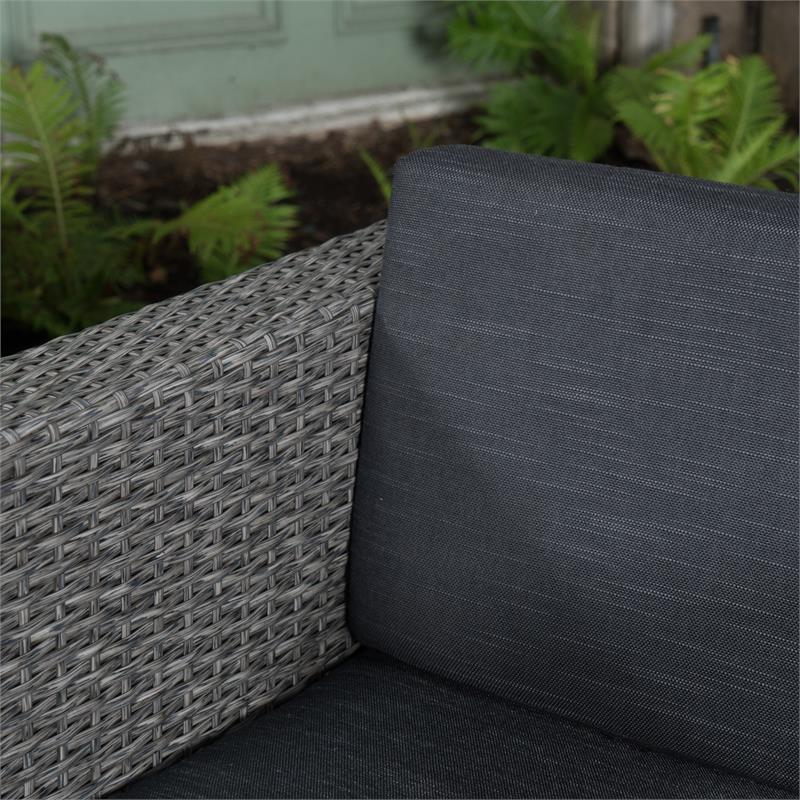 Afuera Living Outdoor 4 Pc Mixed Black Club Chair Set w/ Firepit