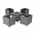 Afuera Living Outdoor 4 Pc Mixed Black Club Chair Set w/ Firepit