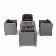 Afuera Living Outdoor 4 Pc Mixed Black Club Chair Set w/ Firepit