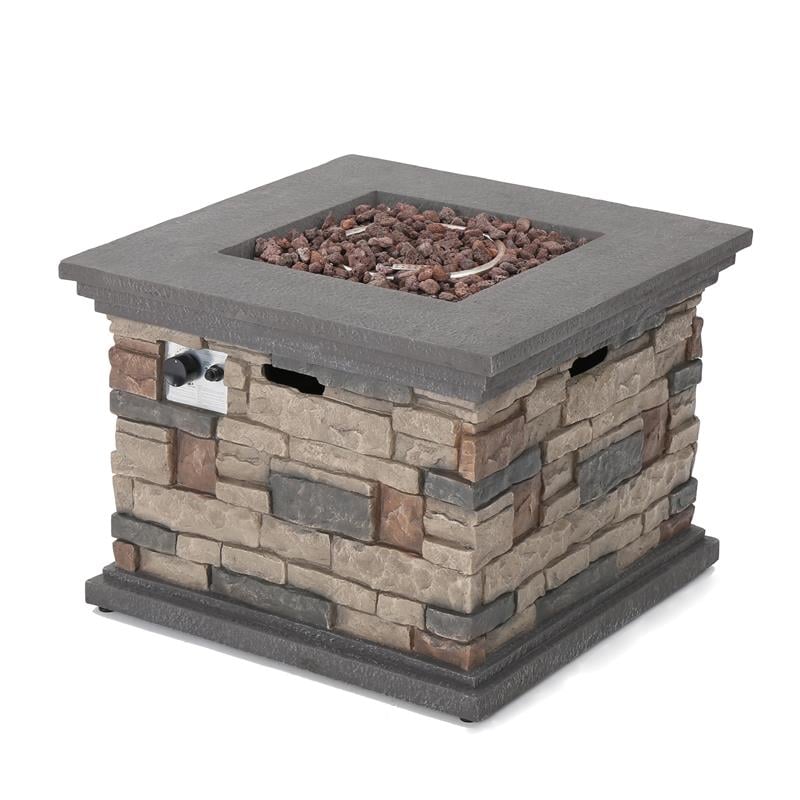 Afuera Living Outdoor 4 Pc Mixed Black Club Chair Set w/ Firepit