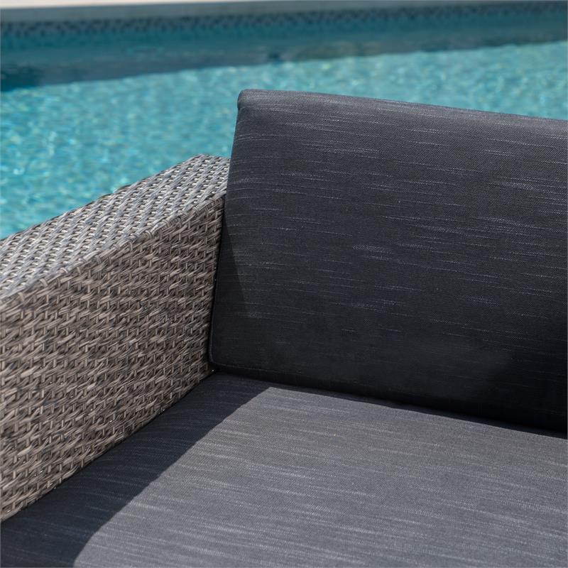 Afuera Living Outdoor 4 Pc Mixed Black Club Chair Set w/ Firepit
